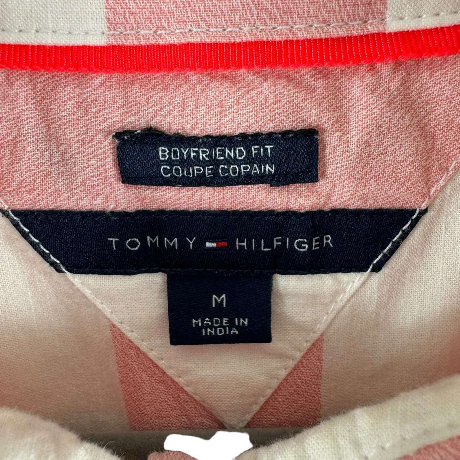 Tommy Hilfiger Pink Striped Cotton Boyfriend Fit‎ Shirt Medium - Image 7