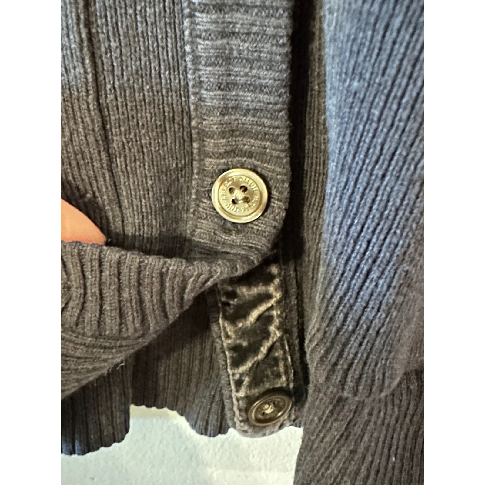 Abercrombie‎ Fitch VTG Navy Blue Ribbed Button Front Cardigan Sweater Preppy - Image 4