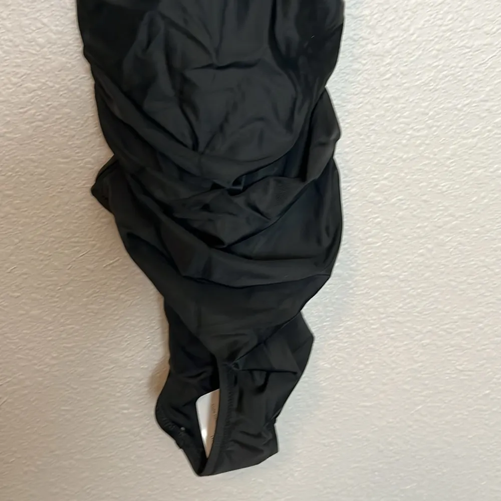 JCrew Scrunchie Strap Plunge One Piece Swimsuit Black Size 0 NWT - Image 3