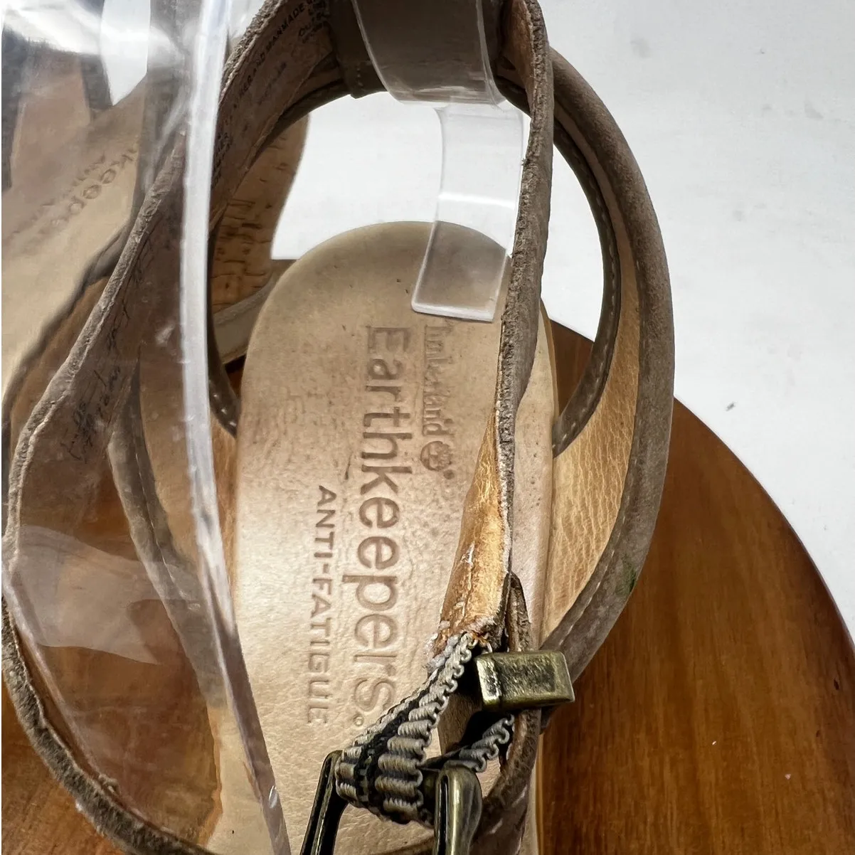 Timberland Sandals  EARTHKEEPERS Maeslin Tan Leather Cork Wedge‎ Sandals Size 10 - Image 7