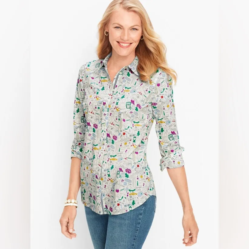 Talbots New York City Doodle Print Button Down Shirt - Image 8