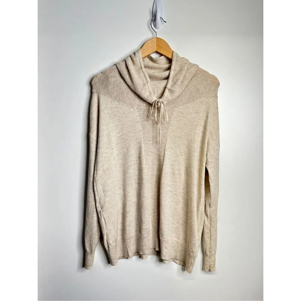 Akini Sweater Womens Wool Blend Drawstring Cowl Neck Pullover Cream Color - Image 8