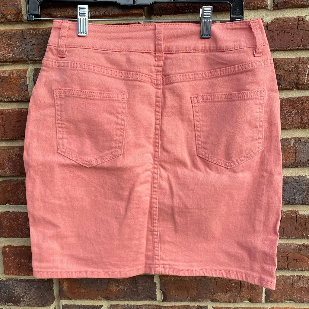 Guanyy M Denim pale orange sherbert Skirt Club wear Stretchy Preppy Size M - Image 3