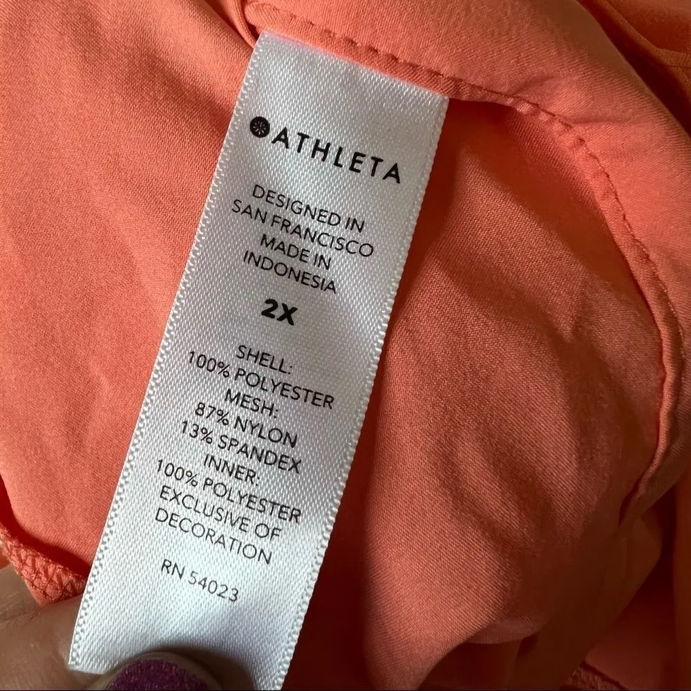 ATHLETA Plus Size Mesh Racer Run 4” Island Coral Breathable Short - Image 4