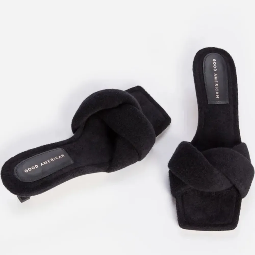 GOOD AMERICAN Women’s Terry Kickstand Low Heel Slide Sandals in Black NEW Size 7 - Image 3