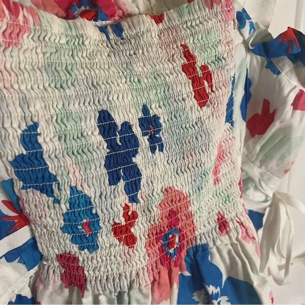 Peter Som designer red white and blue floral layered crop top size 12 - Image 7