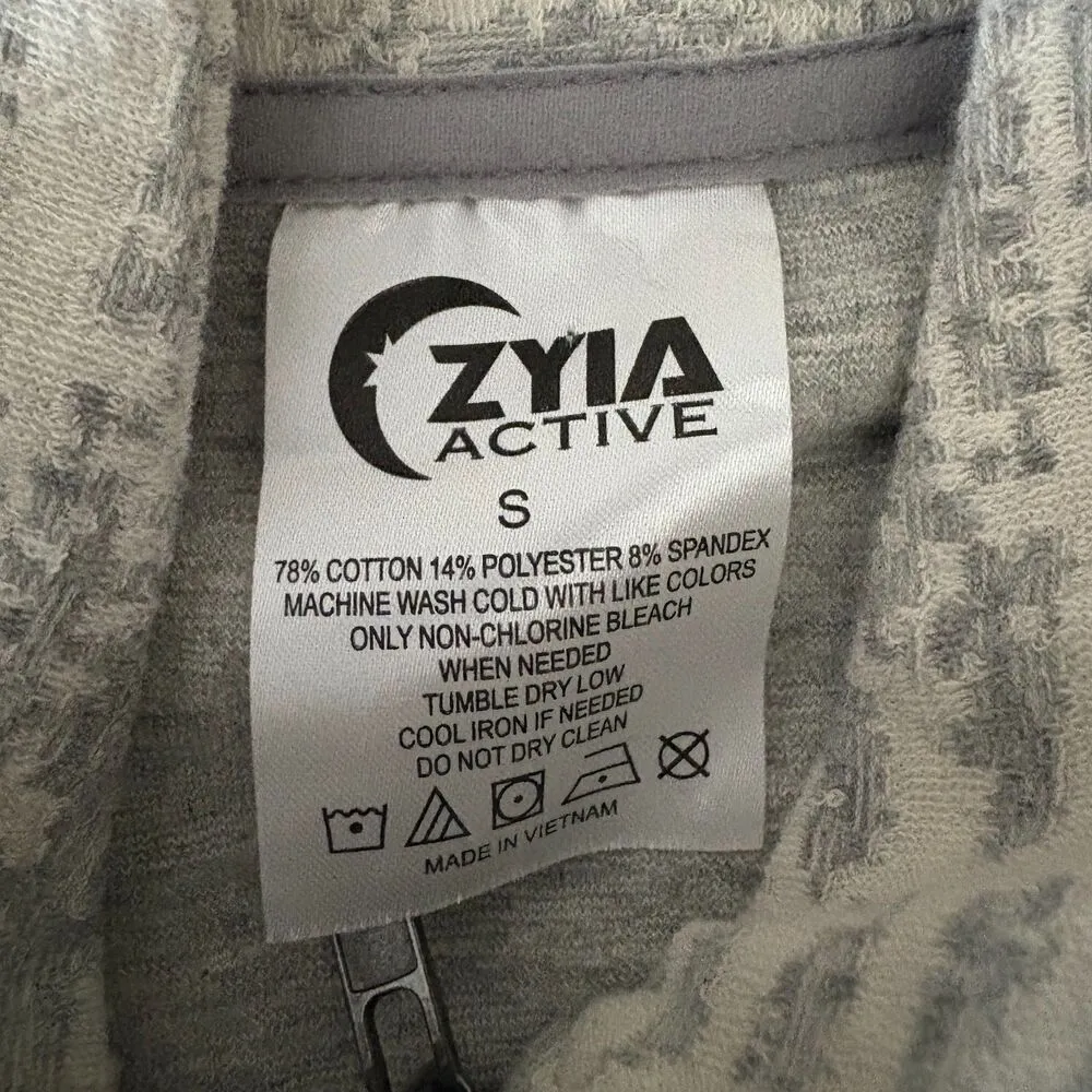 Zyia Active Cream Combo Zip Up Jacket Pockets Athleisure Stretch Knit Size Small - Image 5