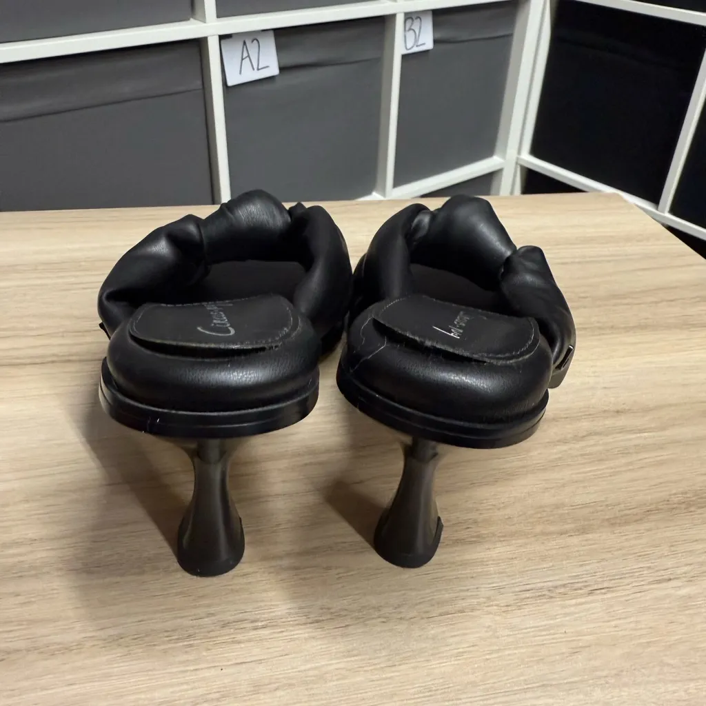 Circus NY by Sam Edelman Chic Black Square Toe Chunky Heeled Slade Sandals Size 7.5 - Image 5