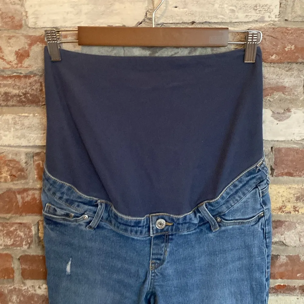 & Denim Mama Maternity Ripped Skinny Ankle Length Jeans Size S Blue - Image 2