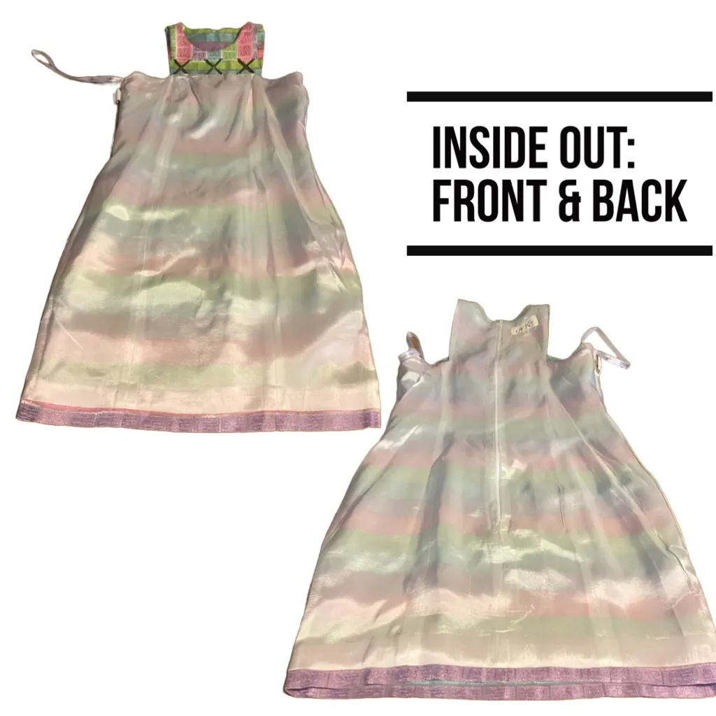 VINTAGE 1990'S CACHE MULTI-COLOR PASTEL W/RHINESTONE CUT OUTS SHEATH DRESS (2) - Image 9