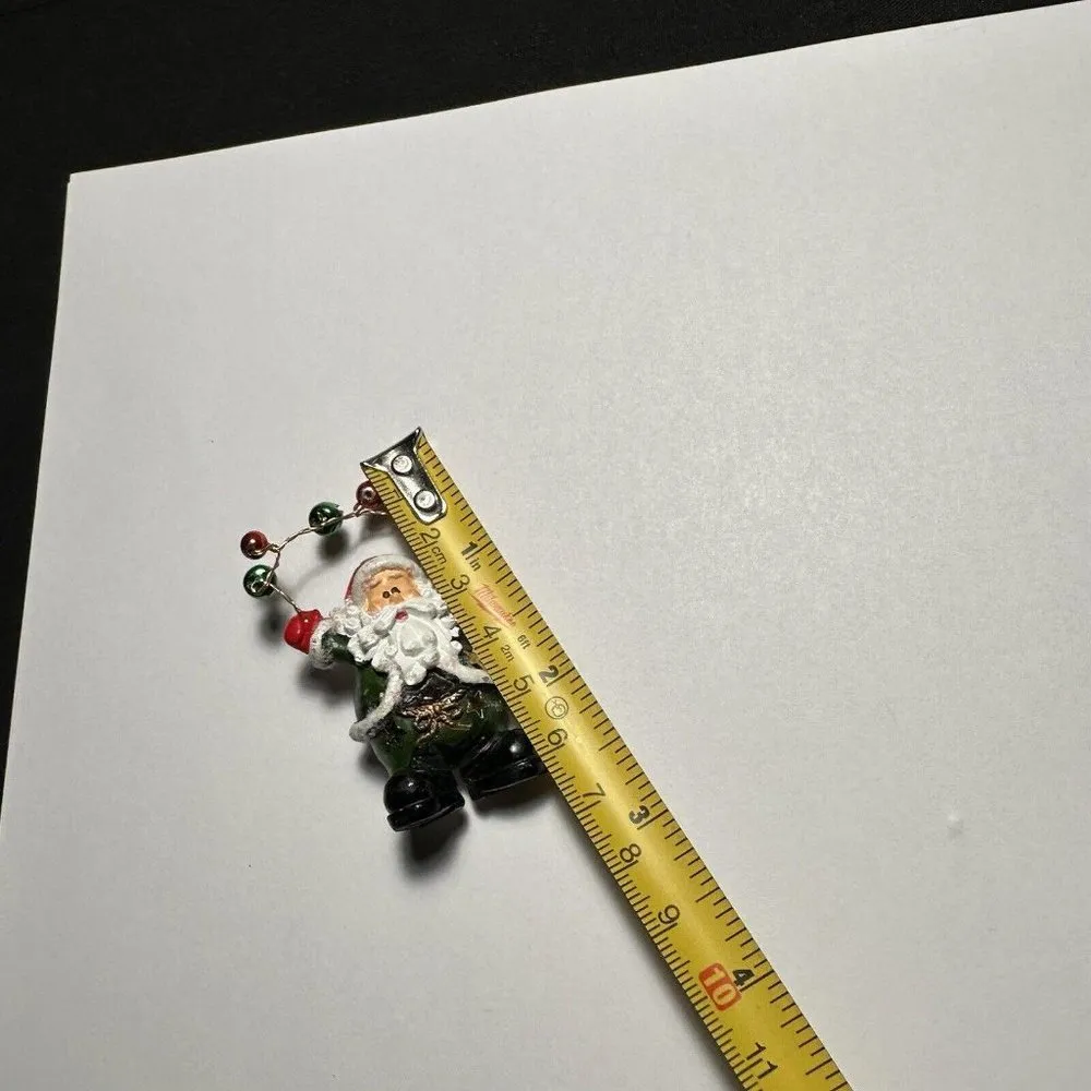 Christmas Holiday Santa Claus With Bells Brooch Pin - Image 5