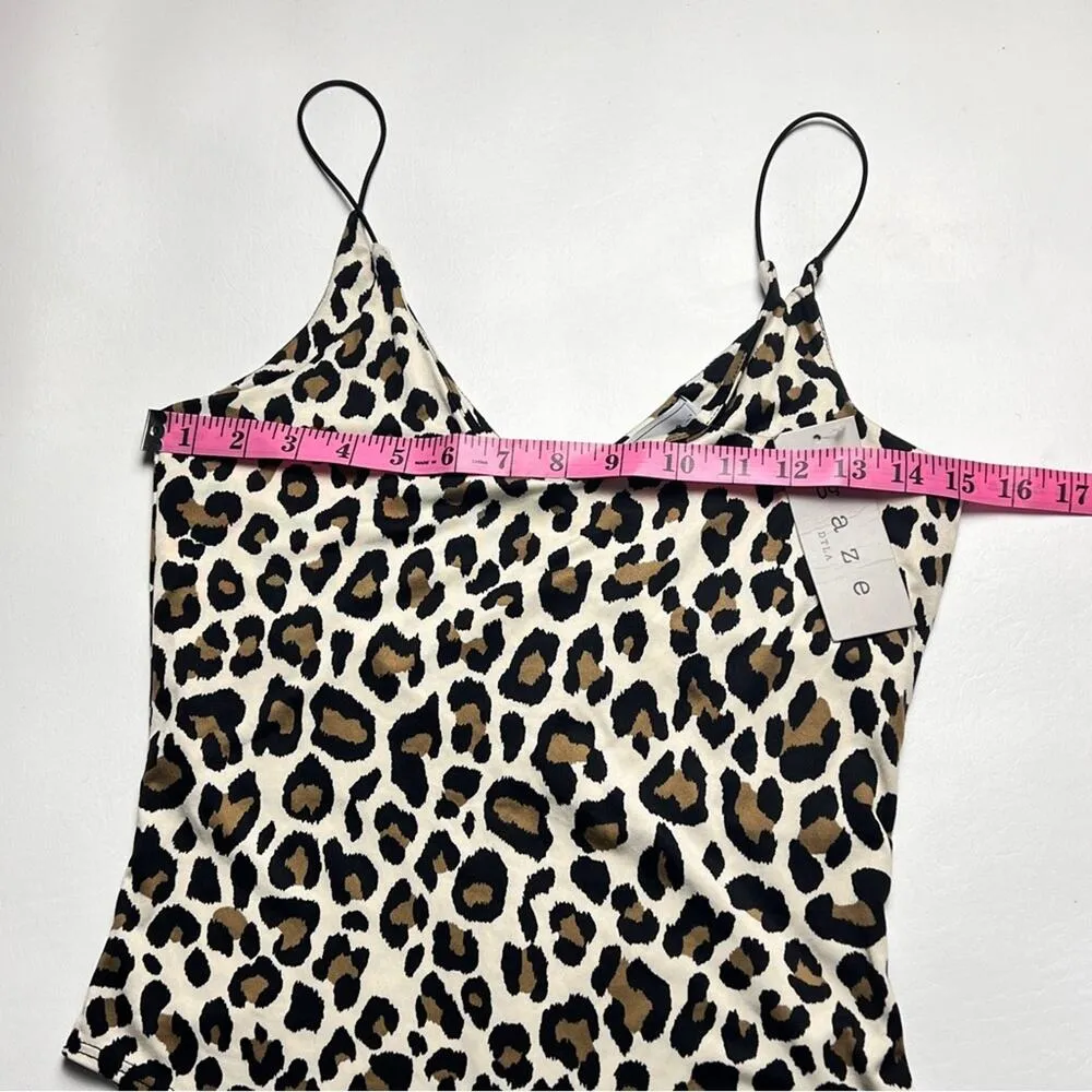 GAZE DTLA Women’s Animal Print Thin Strap Non Adjustable Strap Bodysuit Sz S Brown - Image 3