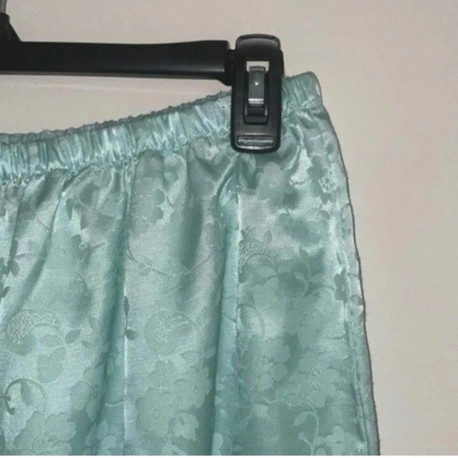 Vintage Blue Long Sleeve Button Up and Pant Pajama Set Floral Print Size M - Image 11