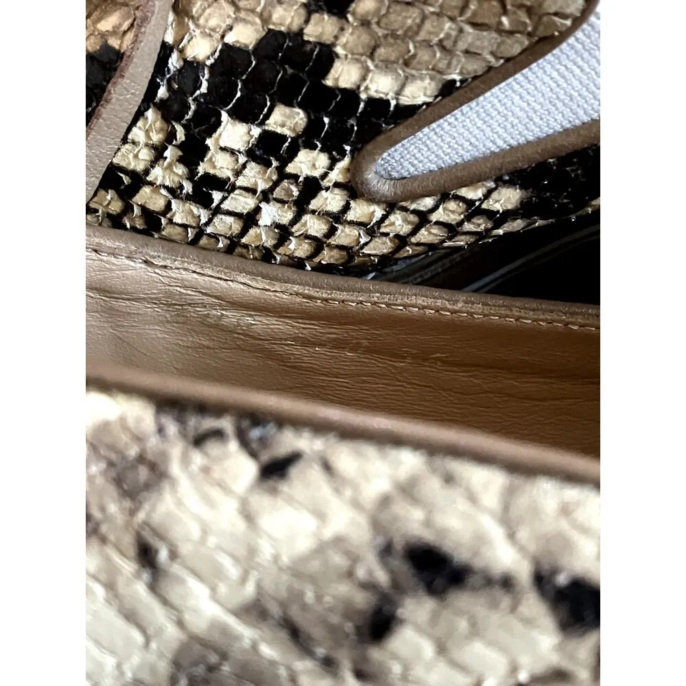 MICHELE LOPRIORI Cassidy Loafer Shoes Snake CHUNKY PLATFORM PREPPY Size 38 8 Tan - Image 4