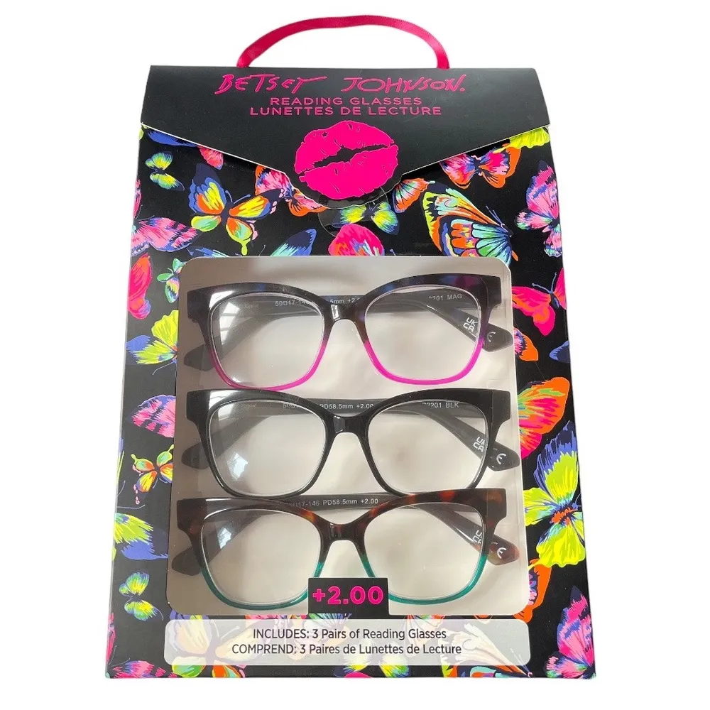 Betsey Johnson 3 Pack Reading Glasses Multi Color Strength +2.00 - Image 5