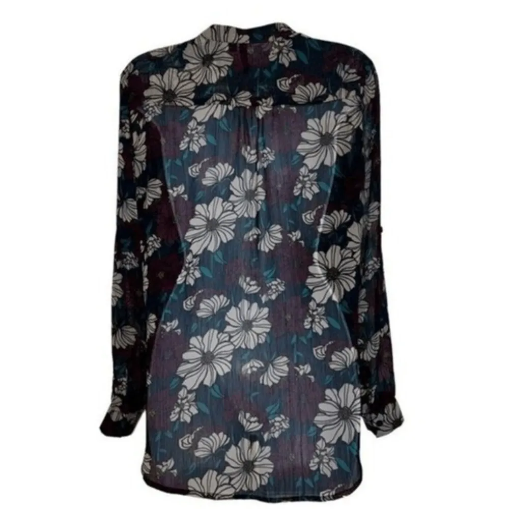 KUT FROM THE KLOTH Women's Sheer Chiffon Floral‎ Button Down Blouse EUC Small - Image 5