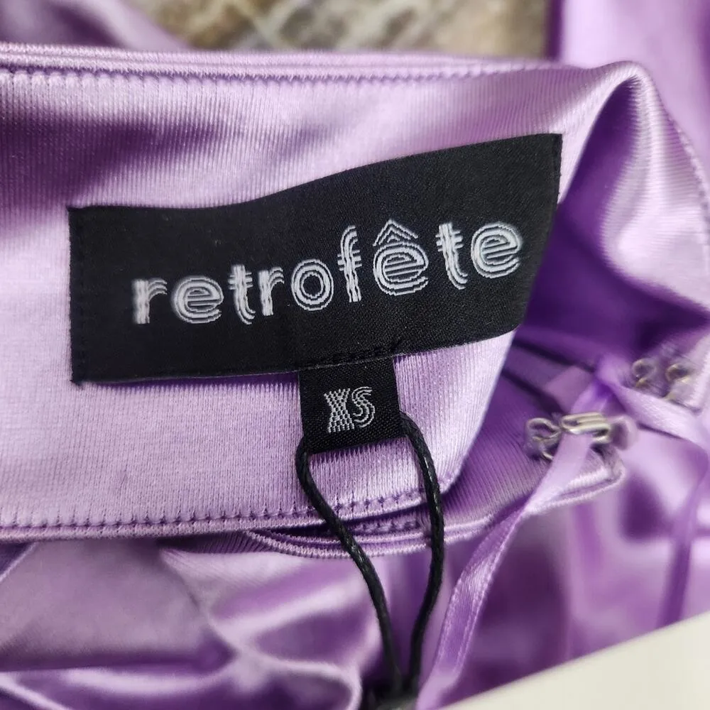 Retrofete Dehl Skirt in Lilac Purple Size XS NWT Satin Fabric Pleated Mini - Image 6
