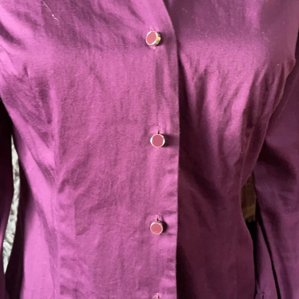 ANN TAYLOR Purple Button Down Shirt Size 4 - Image 2