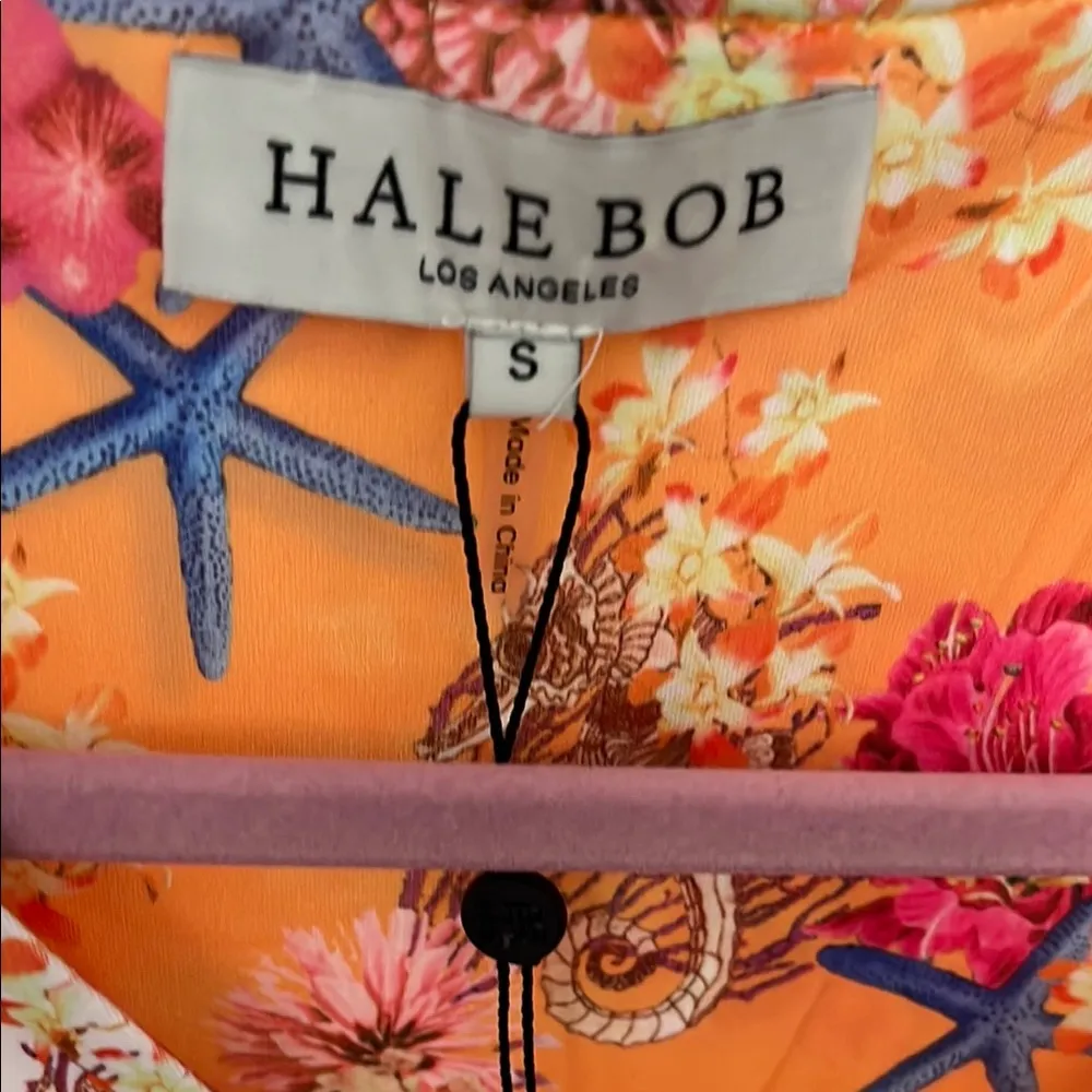HALE BOB Yetty Jersey Dress Orange and Pink Starfish Floral dress size small - Image 4