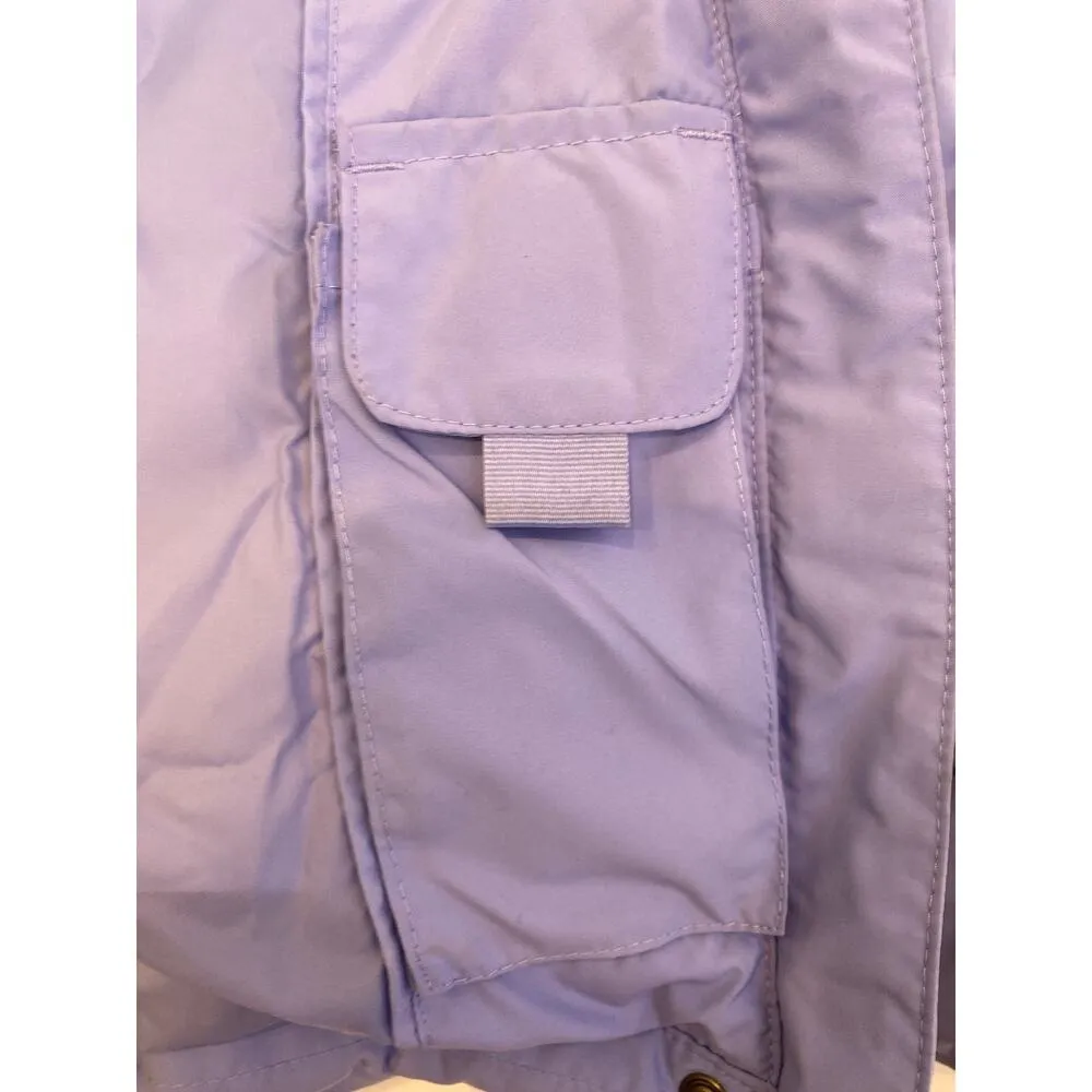 L.L. Bean Periwinkle Goose Down Puffer Winter Ski Jacket Faux Fur Hooded Sz LP - Image 9