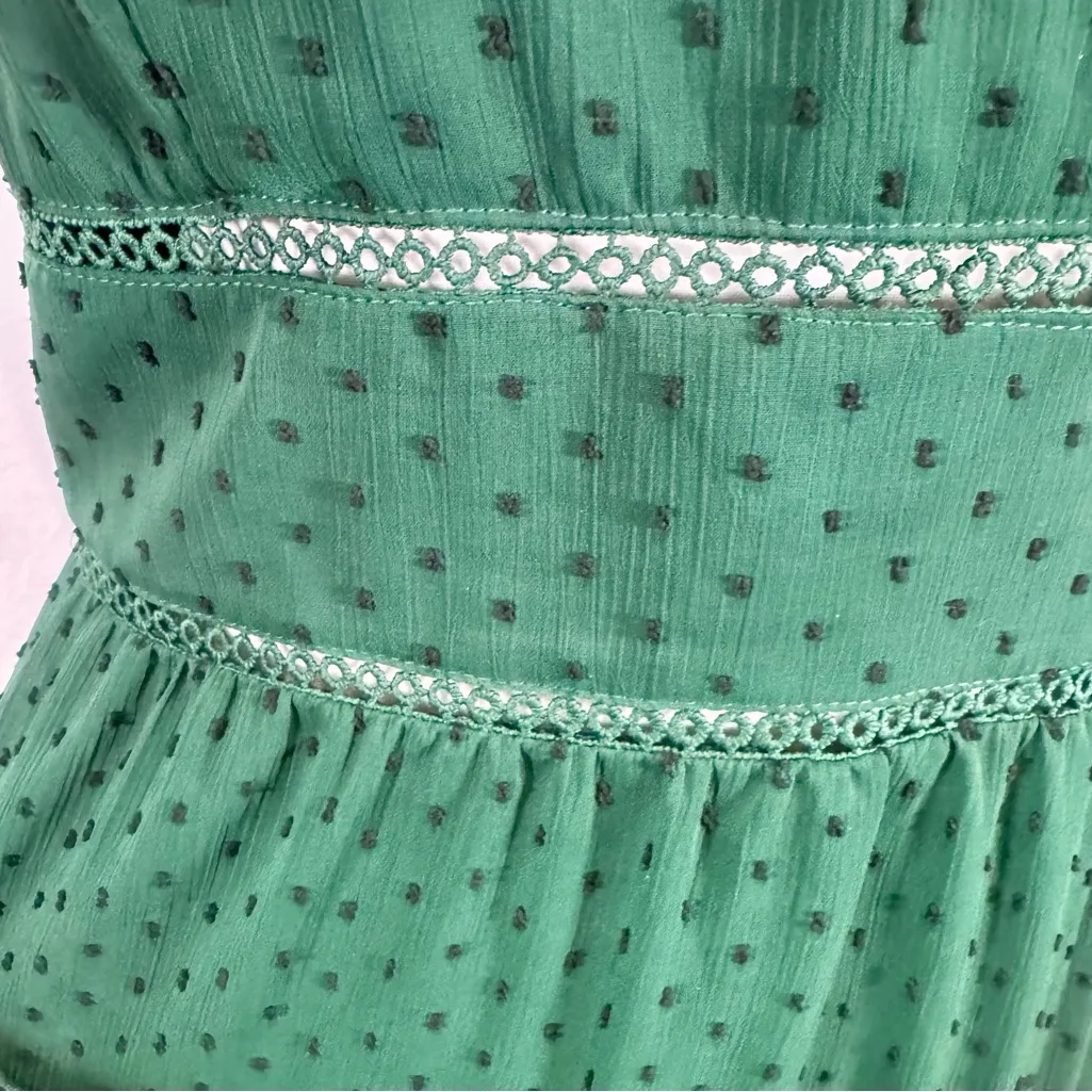 Altar’d State emerald green clip dot layered mini dress size large - Image 4