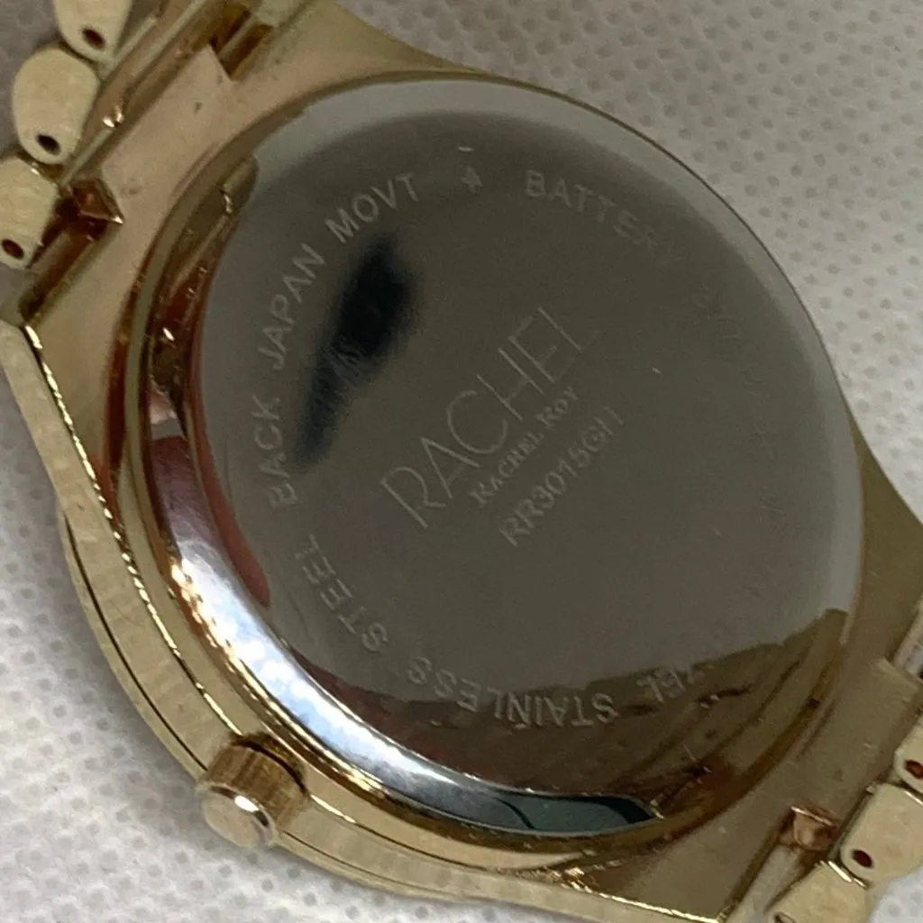 Rachel Roy third eye dial gold tone watch women 35mm round black dial running - Image 7