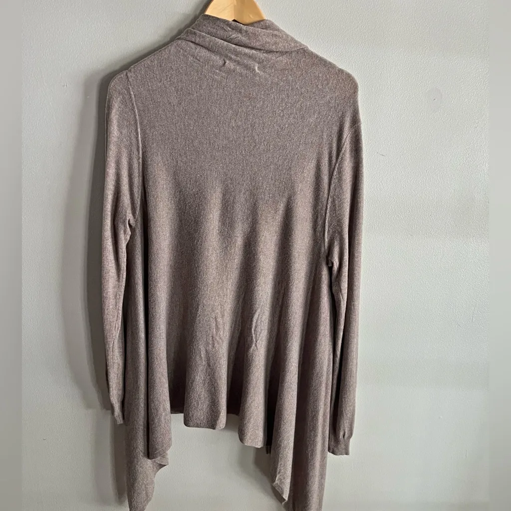 Lovestitch Taupe Fringe Drape Cardigan Wrap Sweater M Boho Layering - Image 7