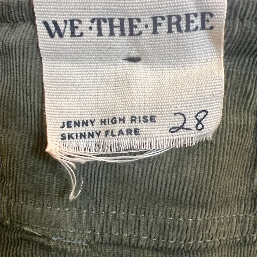 Free People Jenny High Rise Skinny Flare Pants Green Corduroy Size 28 - Image 8