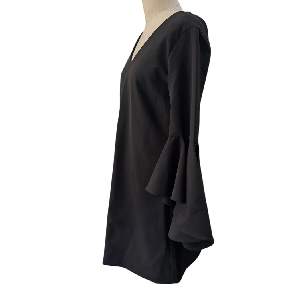 Catherine Malandrino Womens Bell flare Sleeve V Neck Dress Black Size 2 - Image 4