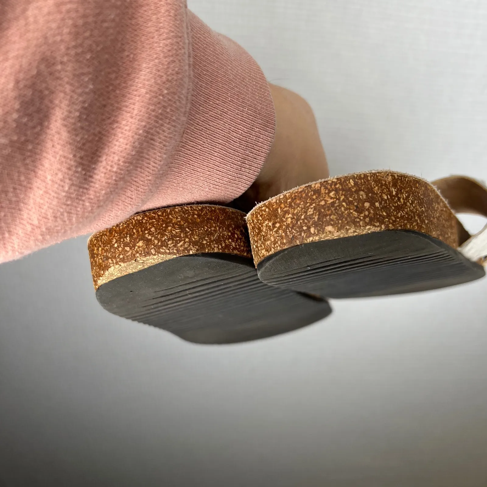 Loeffler Randall Women's Size 9 Beige‎ Tan Leather Fur Slides Sandals Cork Sole - Image 6