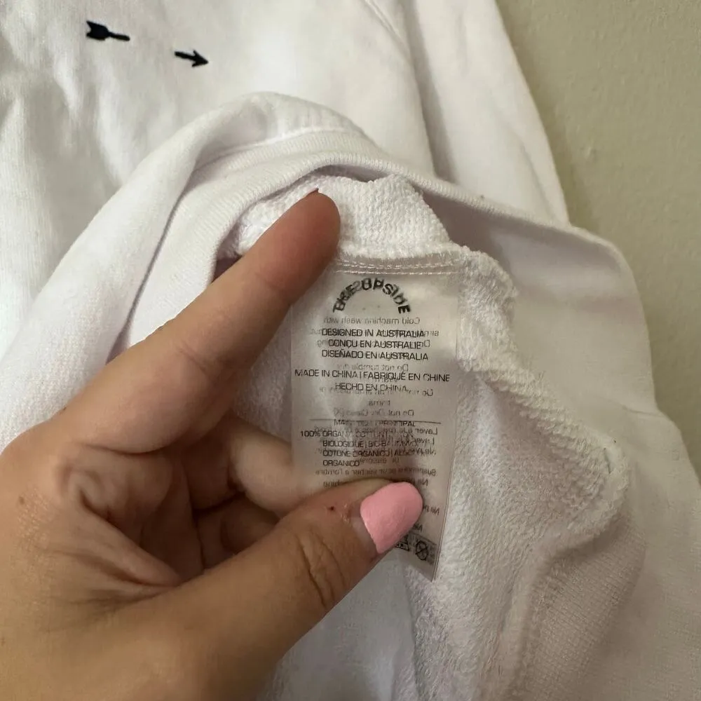 The Upside Saturn Logo Print Crew Neck Sweatshirt White Size Small - Image 5