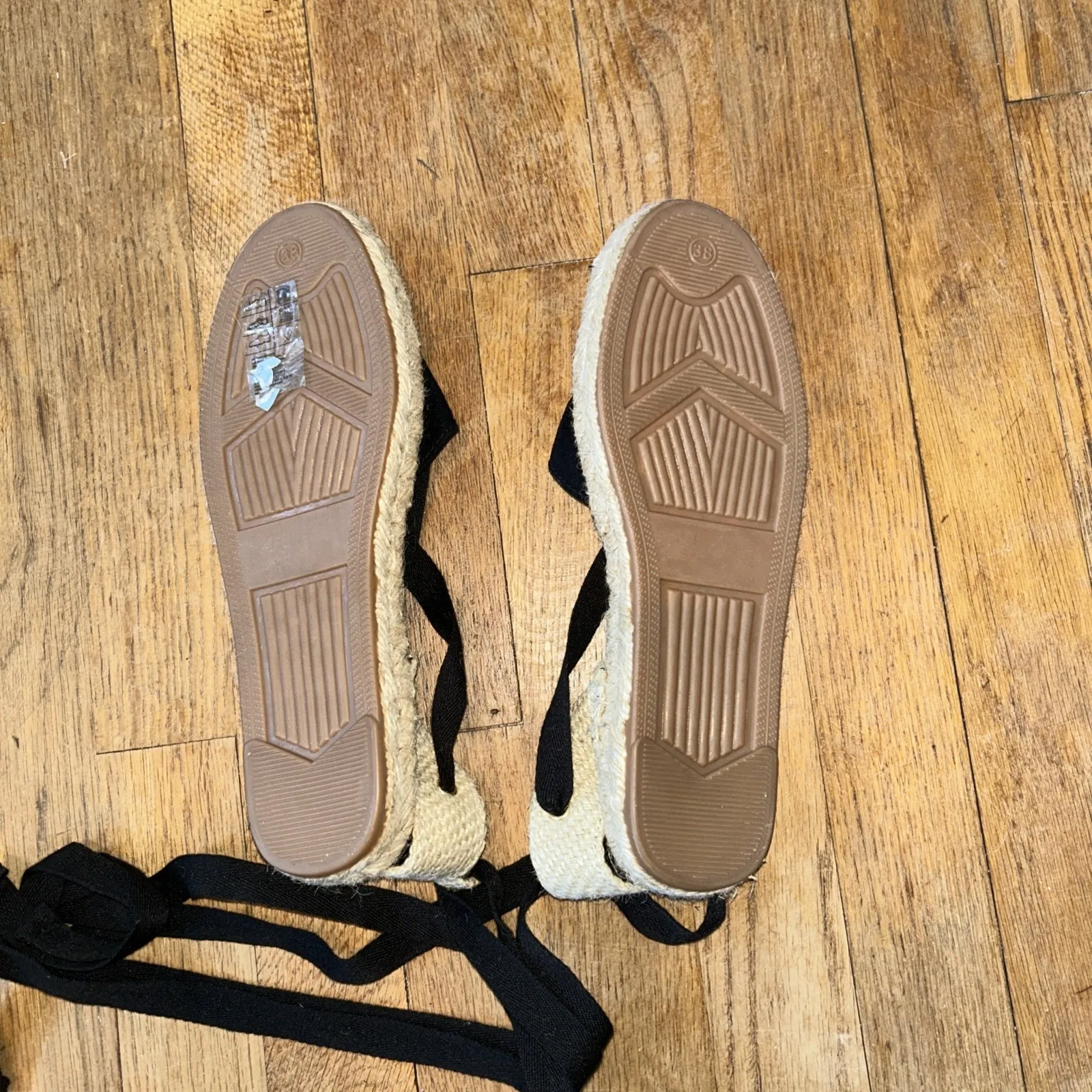 H&M Espadrille‎ Closed Toe Sandals Size 38 US7 Lace Up Ballet Core - Image 6