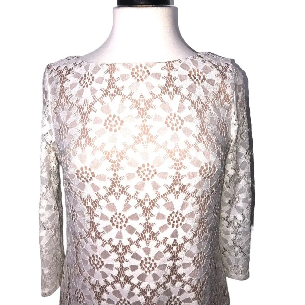 Eliza J Ivory Lace Shift Dress 6 EUC - Image 3