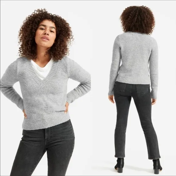 NWT Everlane The Teddy Gray V-Neck Sweater XXS - Image 2