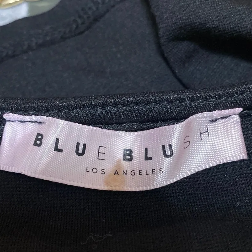 Blue Blush Black Sleeveless Square Neck Split Cut Cami Camisole Tank Crop Top M - Image 4