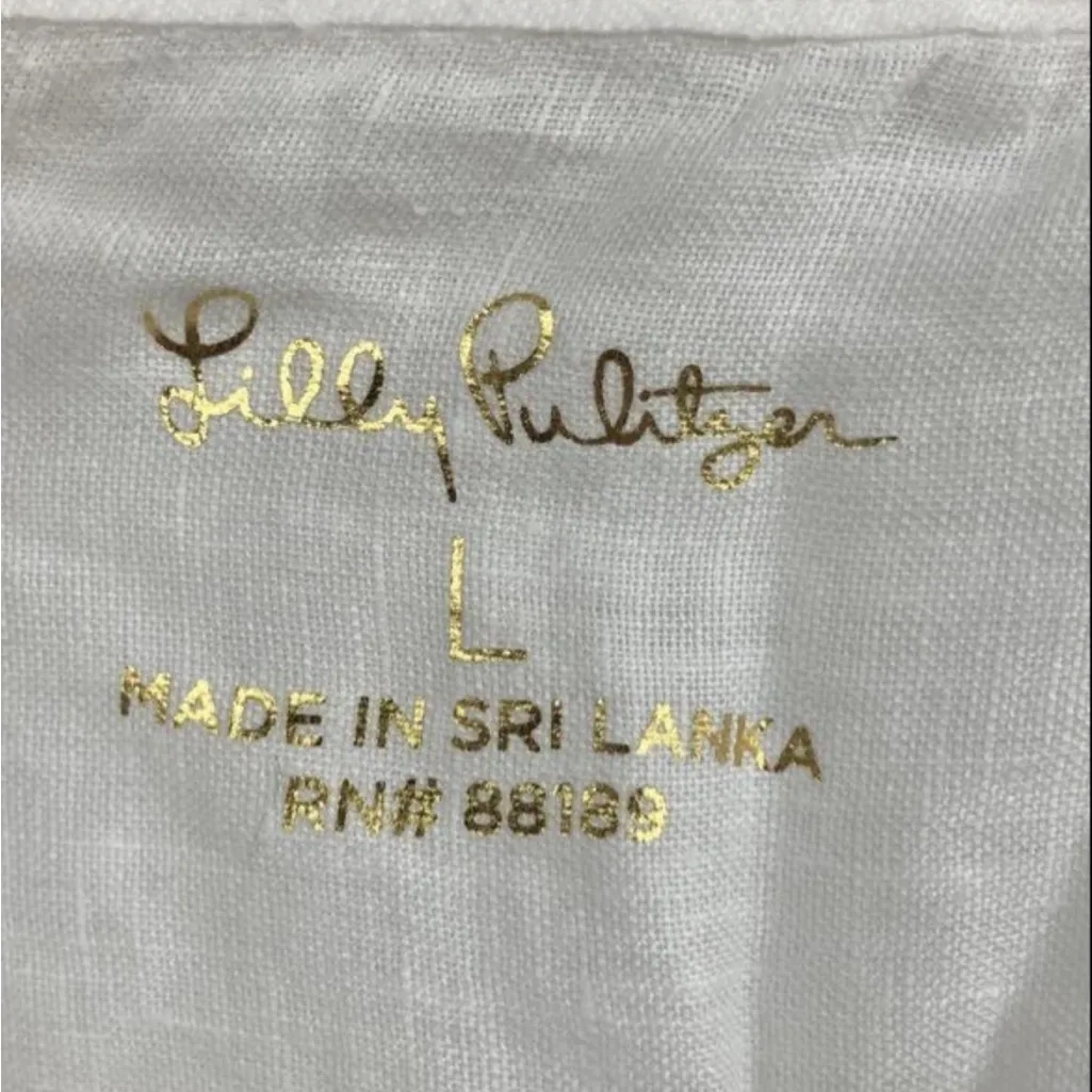 Lilly Pulitzer White Cotton Button-Down Shirt NET size large - Image 7
