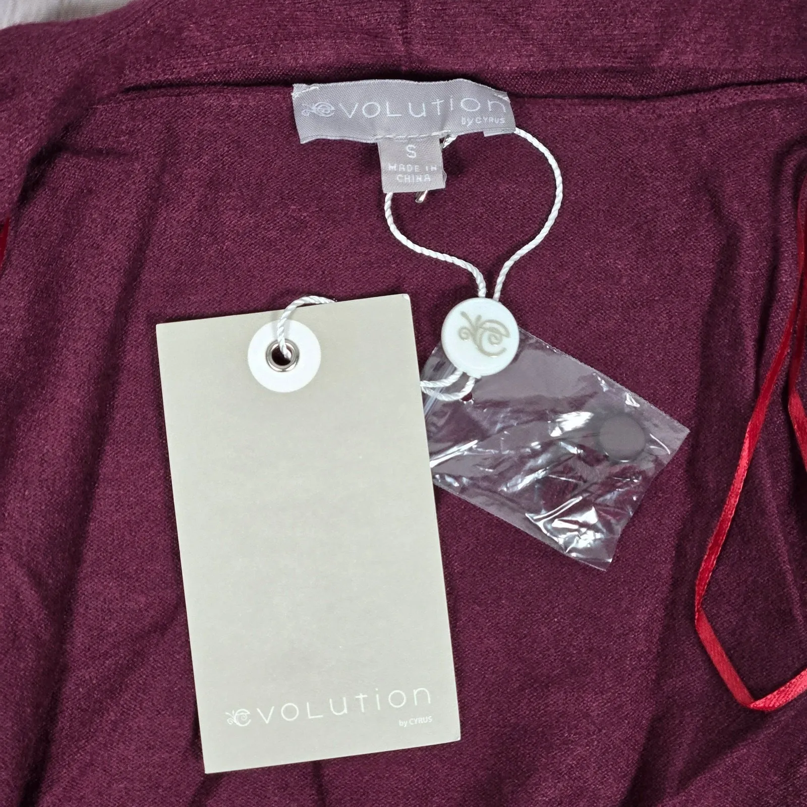 Evolution By Cyrus Myna Button Sleeve Open Front‎ Cardigan S NWT Red - Image 3