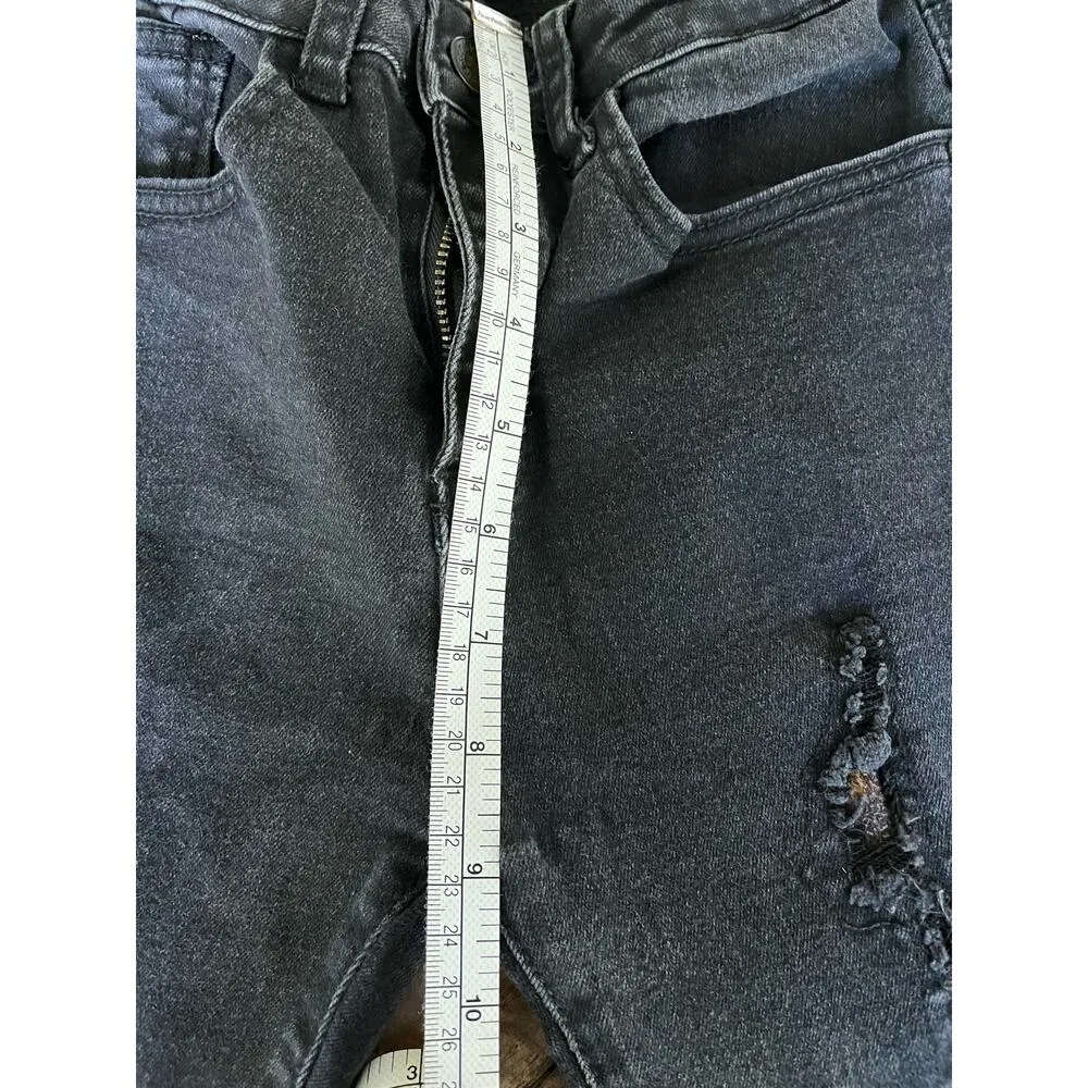 Judy Blue Women’s 5/27 Black Animal Print Skinny Jeans Comfy Raw Hem Distressed - Image 7