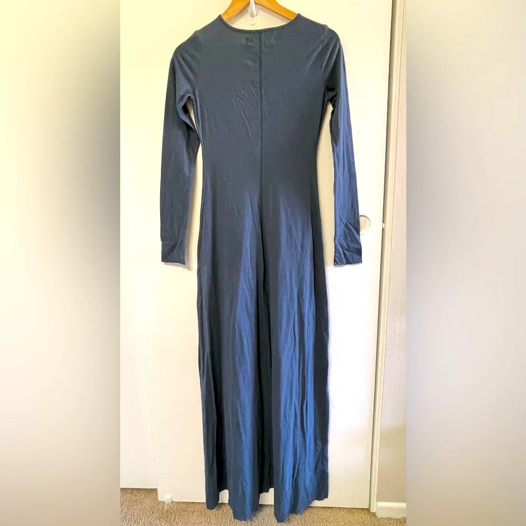 Free People Beach Maxi Dress Long Sleeve Lace Up Slate Blue in size XS - Image 5
