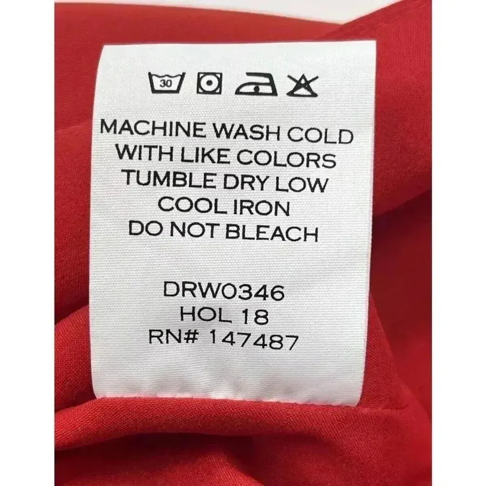 DRAPER JAMES Shift Faux Wrap Dress Womens Size 2 Red Flutter Sleeve Feminine - Image 14