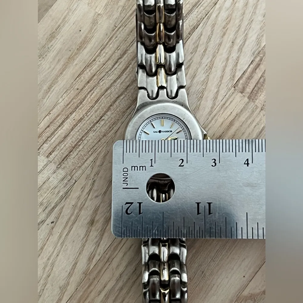 Sag Harbor Ladies Watch Two Tone Bracelet Stainless Dial Gold Tone Hands Markers - Image 10