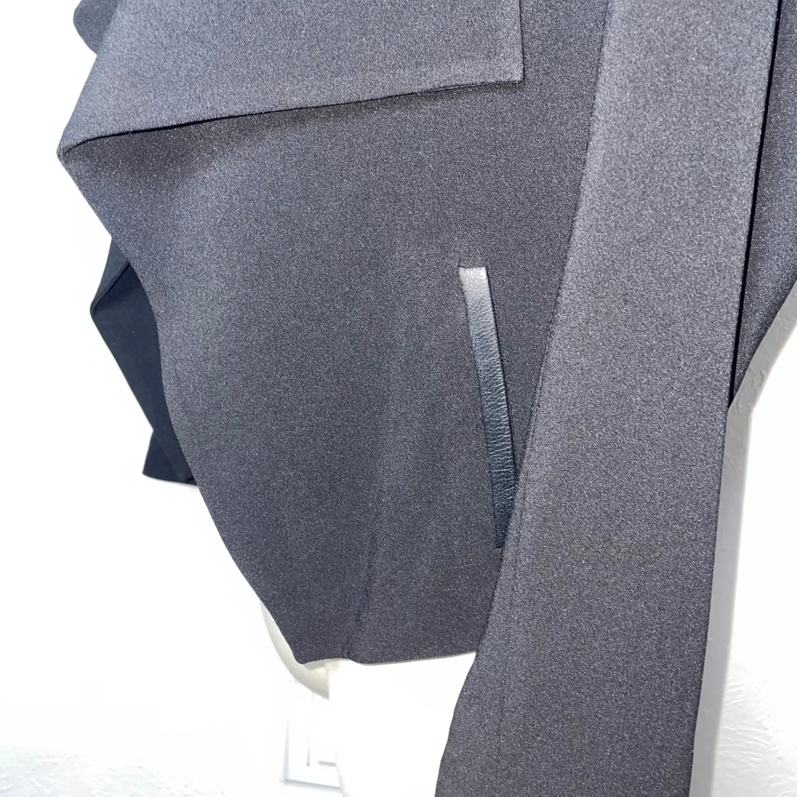 Krisa Black Jacket Medium Draped Front Faux Leather Back, Revolve Find - Image 10