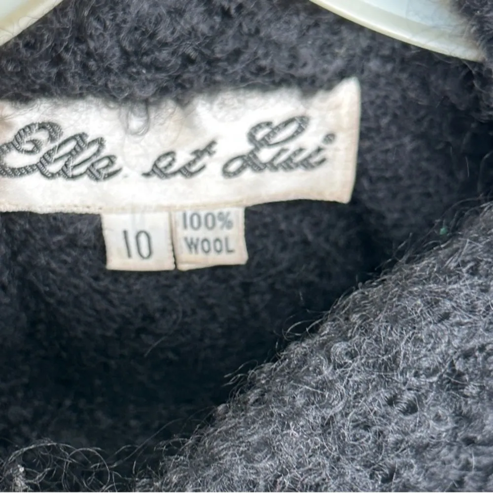 Elle et Lui Wool Wrap Coat with Black Fox‎ Tails Size 10 - Image 6