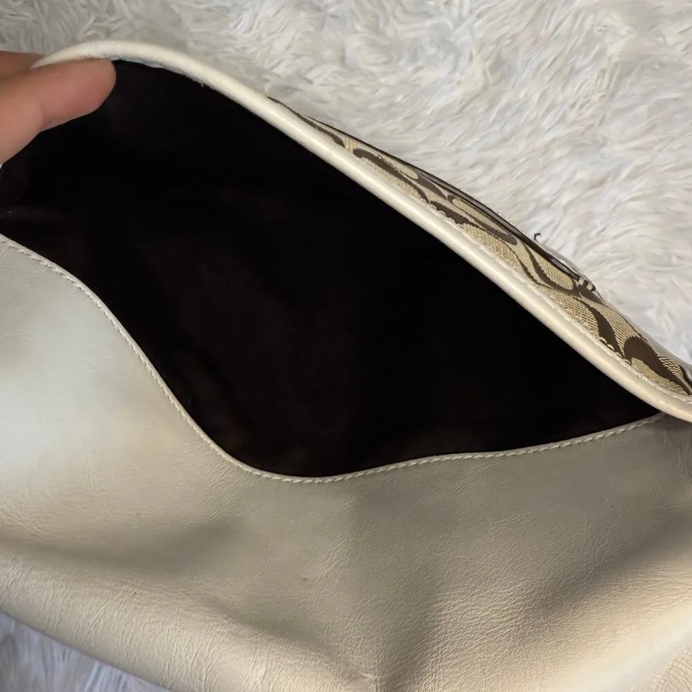 y2k COACH 2007 Bleeker 11434 Brown Bone Canvas Flap Shoulder Bag - Image 12