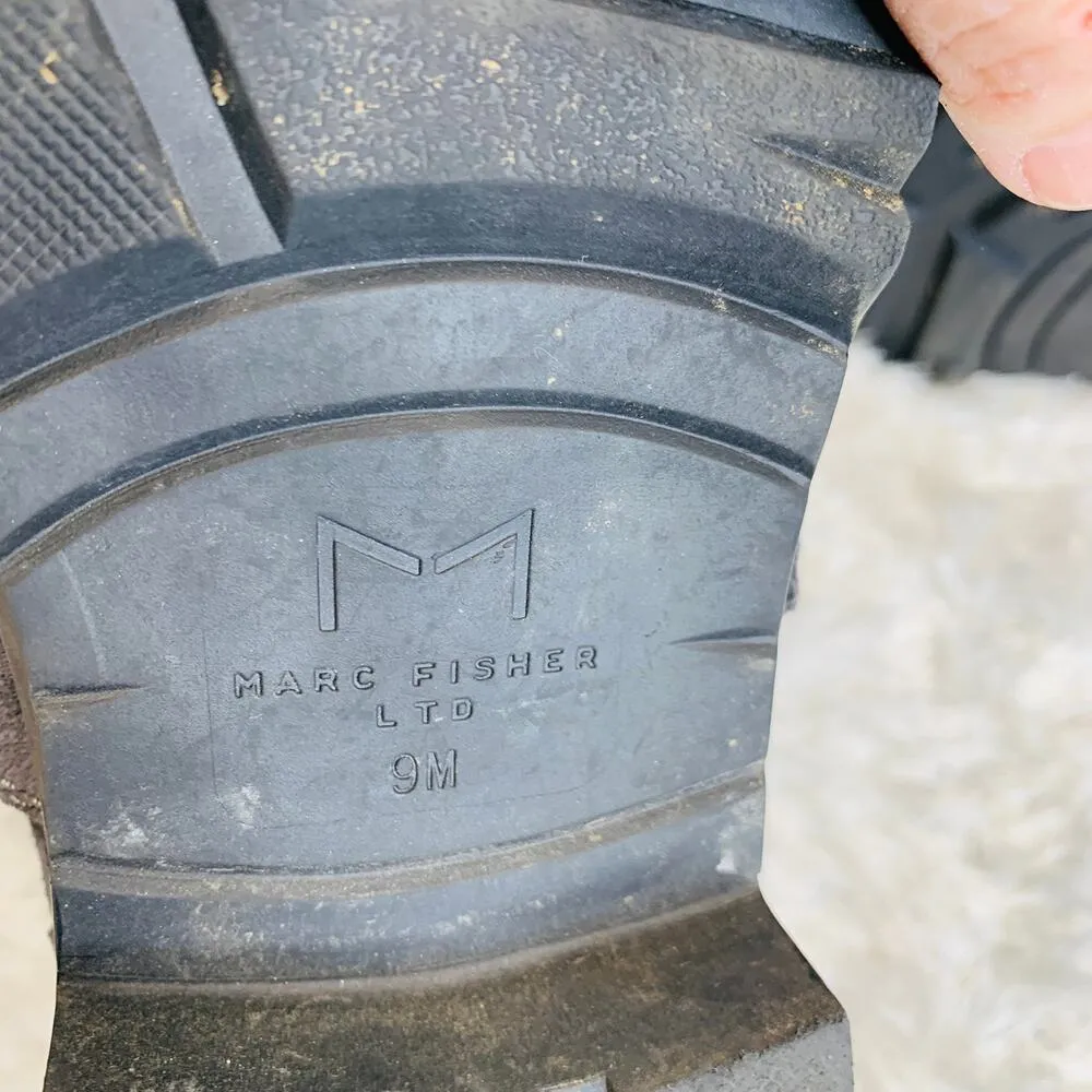 Marc Fisher Gray Noble Suede Combat Moto Boot Lug Sole Sz 9 - Image 5