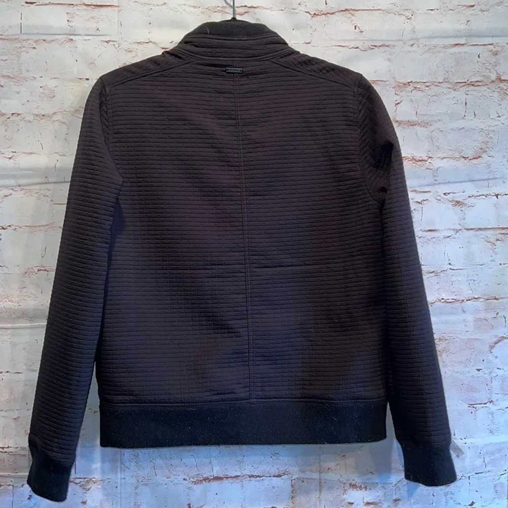 Prana Minx Bomber Jacket S pockets black textured stretchy warm mock collar zip - Image 6