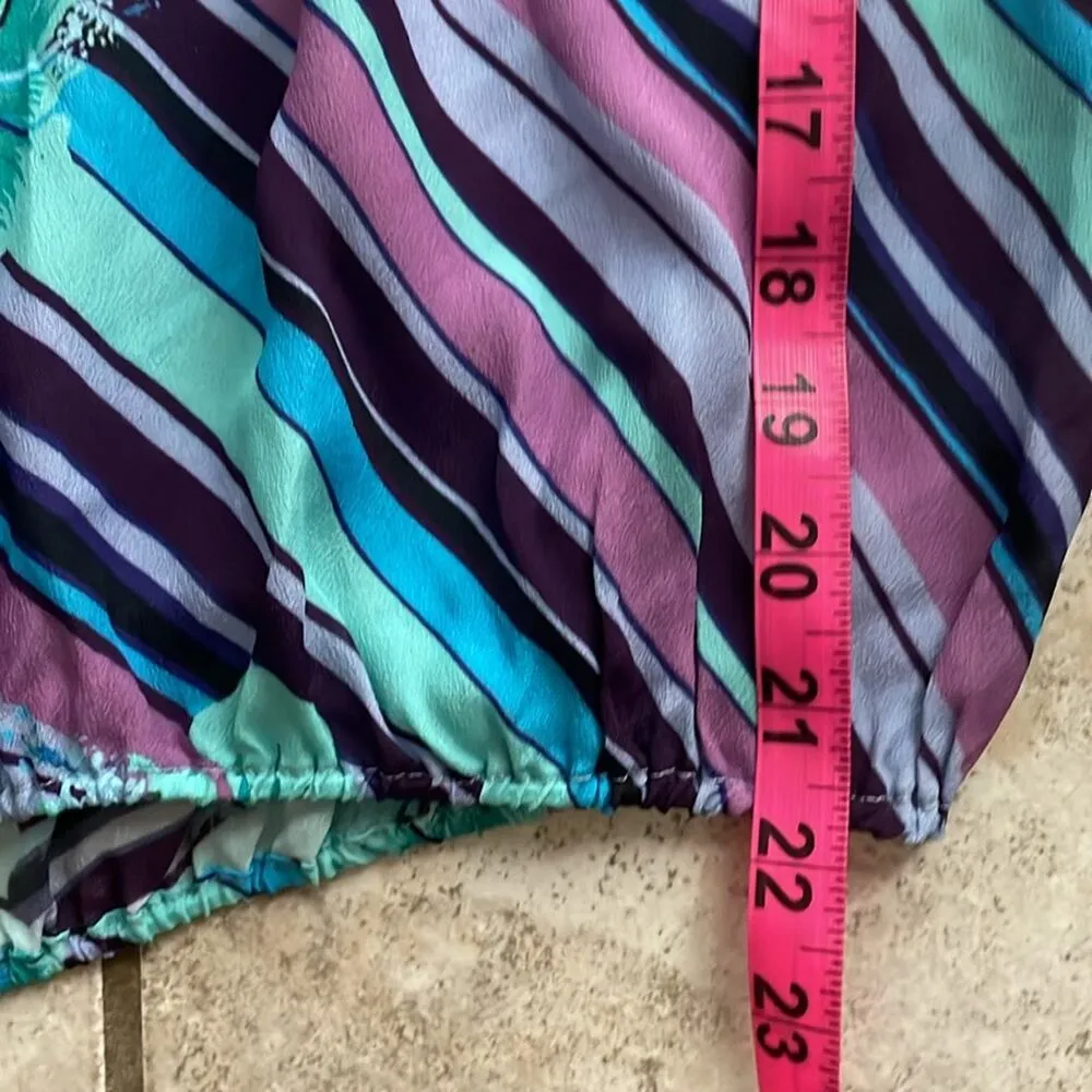 RIXO LONDON Jessie Hawaii Stripe Blouse In Hawaii Stripe Lilac Mint Blue Size M - Image 15