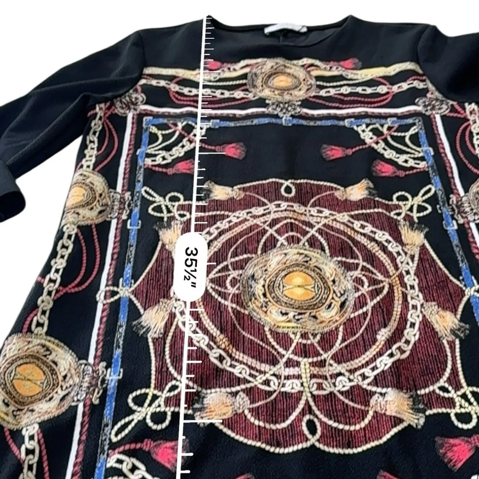 Zara Geometric Basic Tunic Dress with Gold and Red Chain Print NEW Size SMALL - Image 14