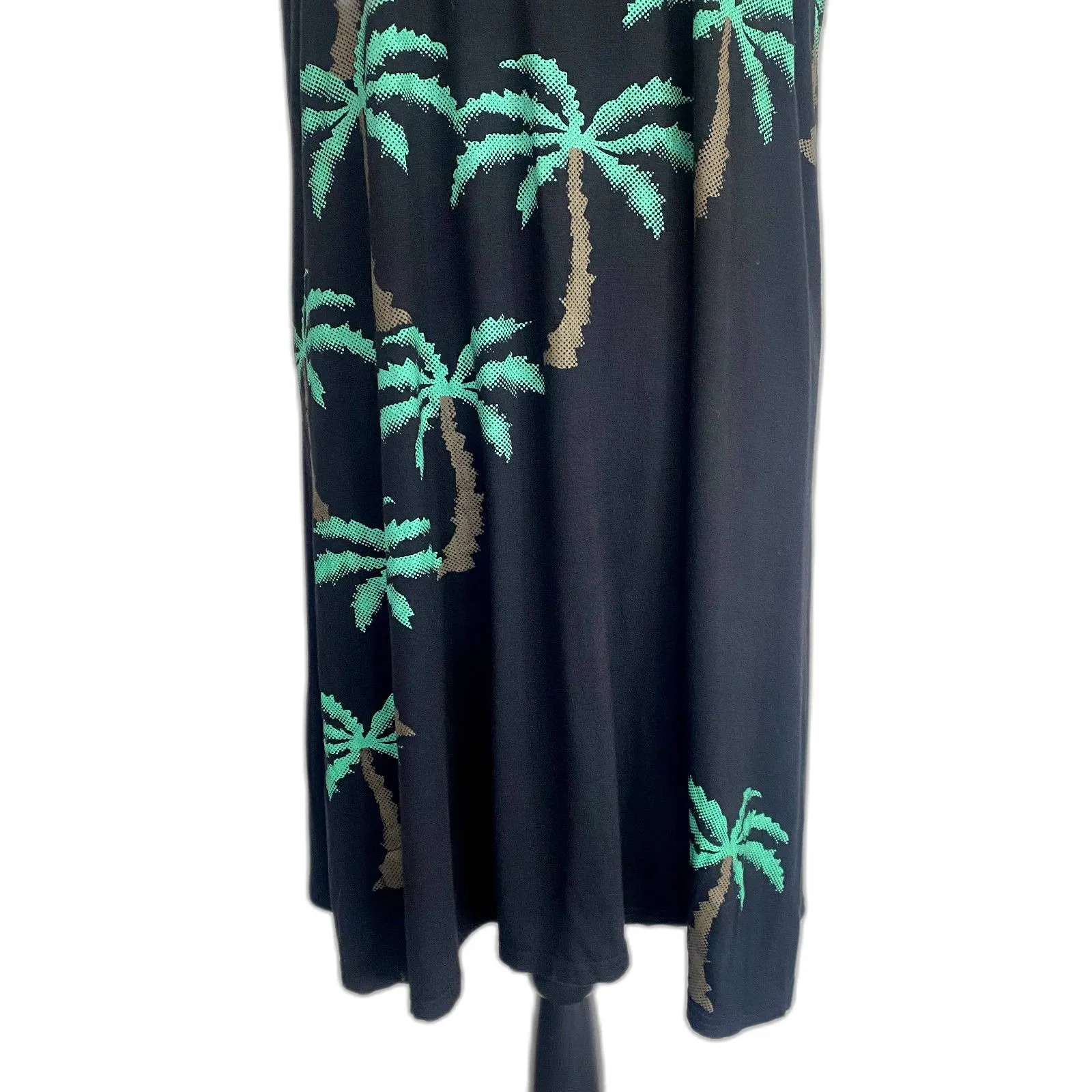 India Boutique Tank Dress Black Palm Tree Print Beachy Vacation Flowy One Size Size undefined - Image 3