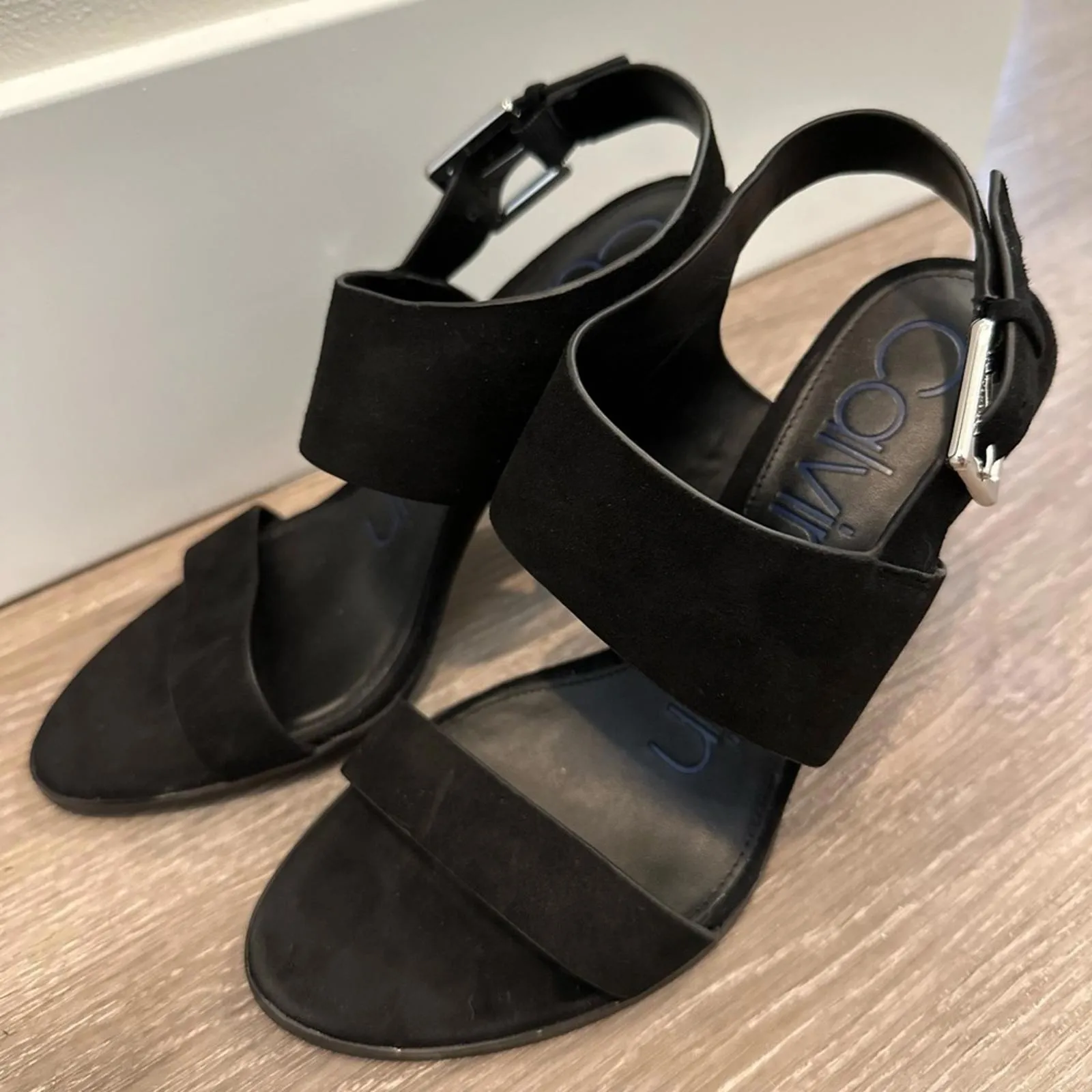 Calvin Klein Carina Dress Sandal Heel Blue Black Suede Size 6.5 - Image 2